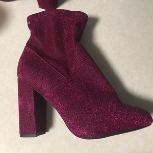 Hot pink glittery bootie